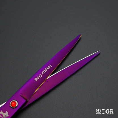 7" Professional Pet Grooming 4Pcs shears-happy dog - (Violet)