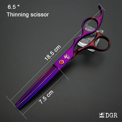 7" Professional Pet Grooming 4Pcs shears-happy dog - (Violet)