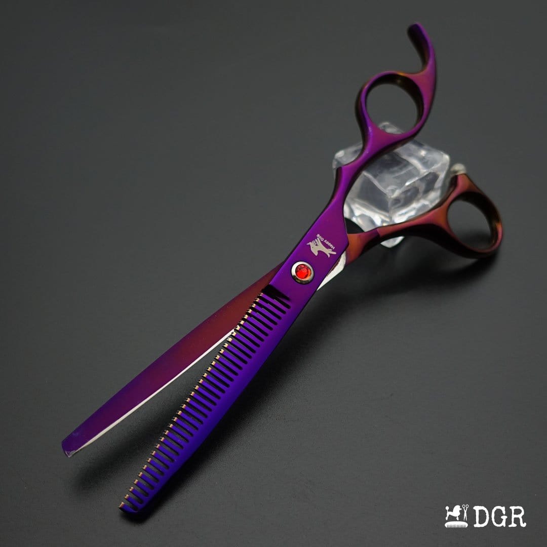 7" Professional Pet Grooming 4Pcs shears-happy dog - (Violet)