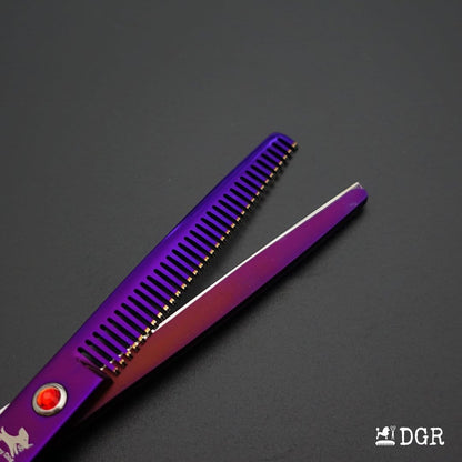 7" Professional Pet Grooming 4Pcs shears-happy dog - (Violet)