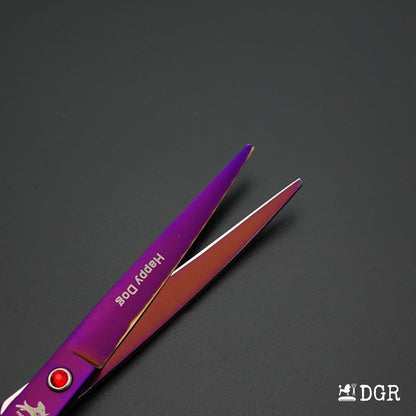 7" Professional Pet Grooming 4Pcs shears-happy dog - (Violet)