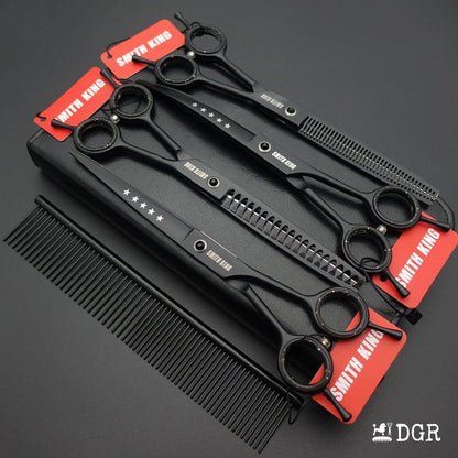 7“ Pro. PET GROOMING Shears 4Pcs-Comb-Black (USA Stock Available)