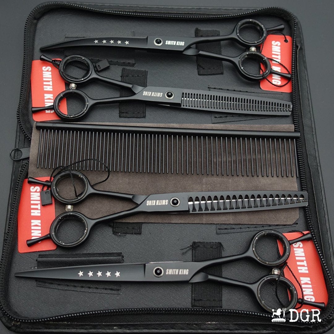 7“ Pro. PET GROOMING Shears 4Pcs-Comb-Black (USA Stock Available)