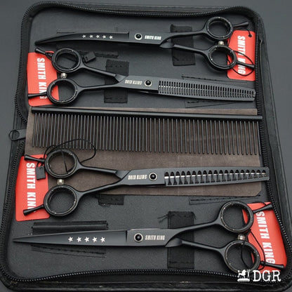 7“ Pro. PET GROOMING Shears 4Pcs-Comb-Black (USA Stock Available)