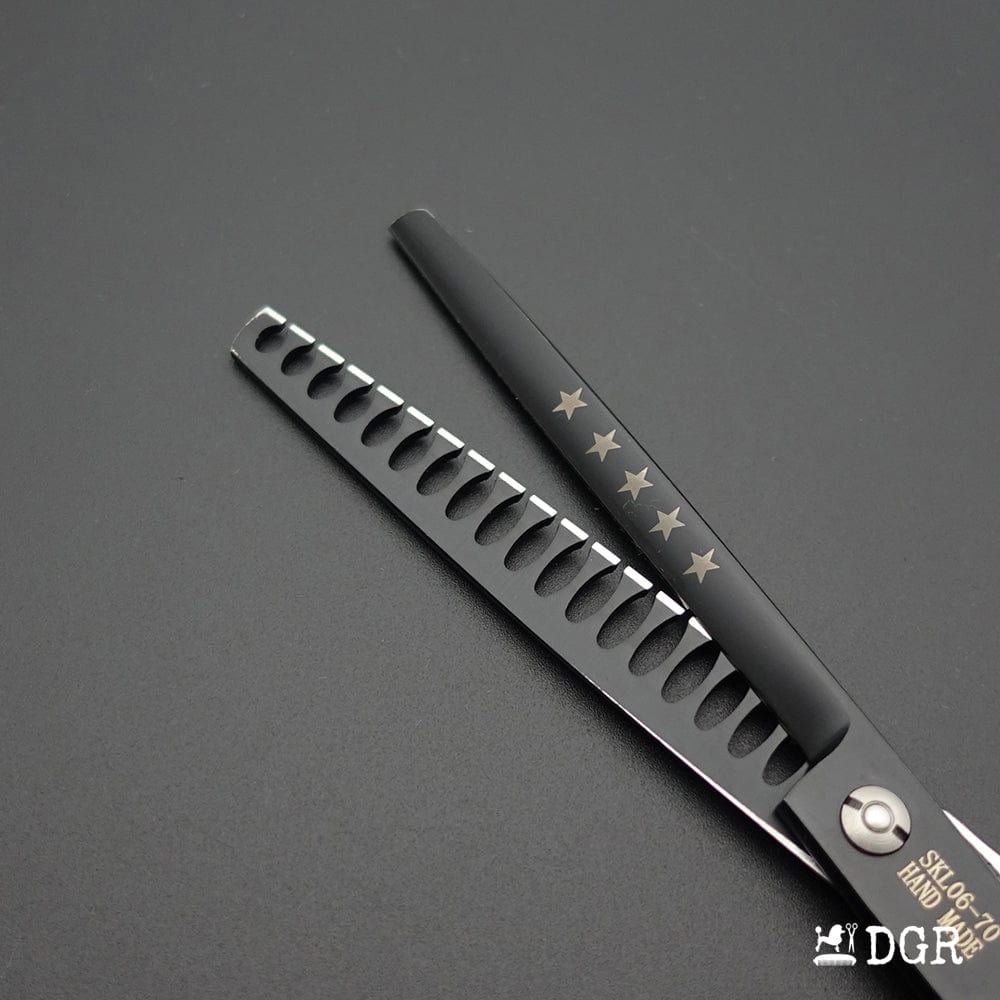 7" left-handed Pro. Pet Grooming Shears 3Pcs Set -Black-Comb
