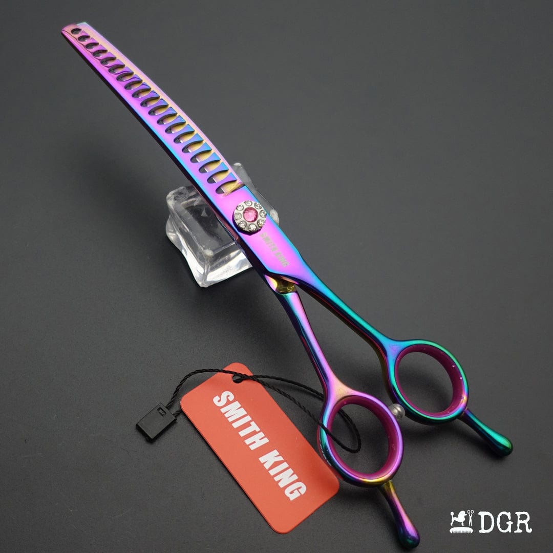 7" Professional Pet Grooming curved chunkers-Rainbow
