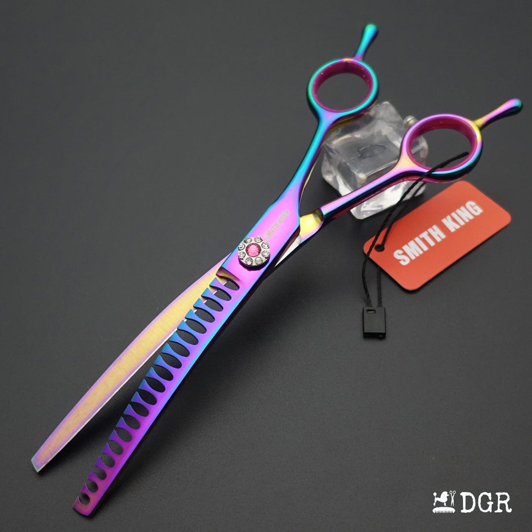 7" Professional Pet Grooming curved chunkers-Rainbow