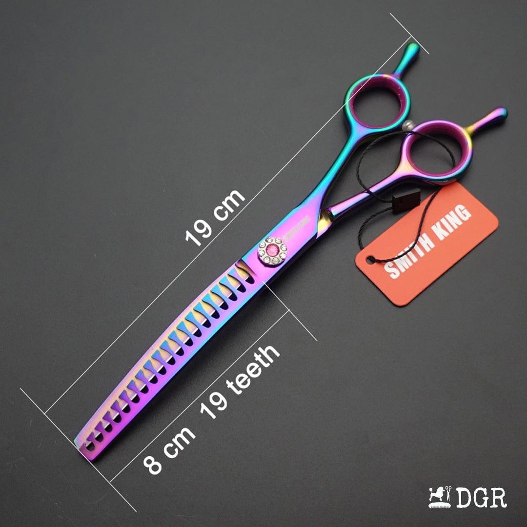 7" Professional Pet Grooming curved chunkers-Rainbow