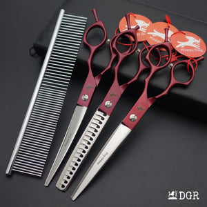 Multi Blade Red 6 Piece Hand Stripping Knife Set Cat Dog Pet Grooming Comb  Box 