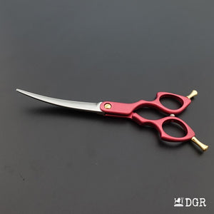 4.5, 5.5 or 6.5 KS Straight or Curved Gunmetal Gray Micro Serrated Pet  Grooming Scissor