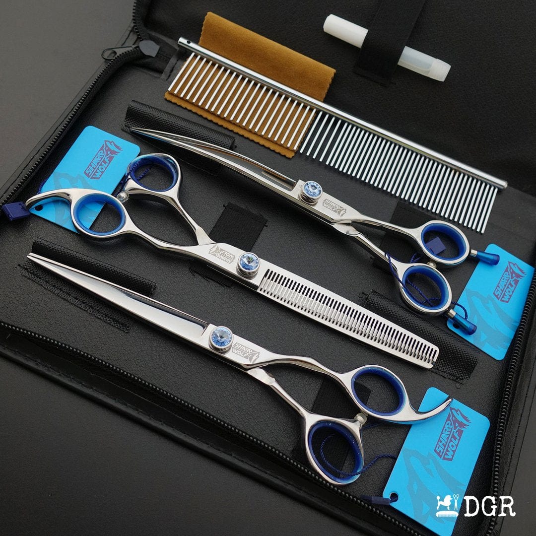 7" Professional Pet Grooming Shears 3Pcs Set -Silver