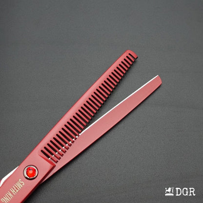 7" Professional Pet Grooming Shears Set (4 Pcs - Red)