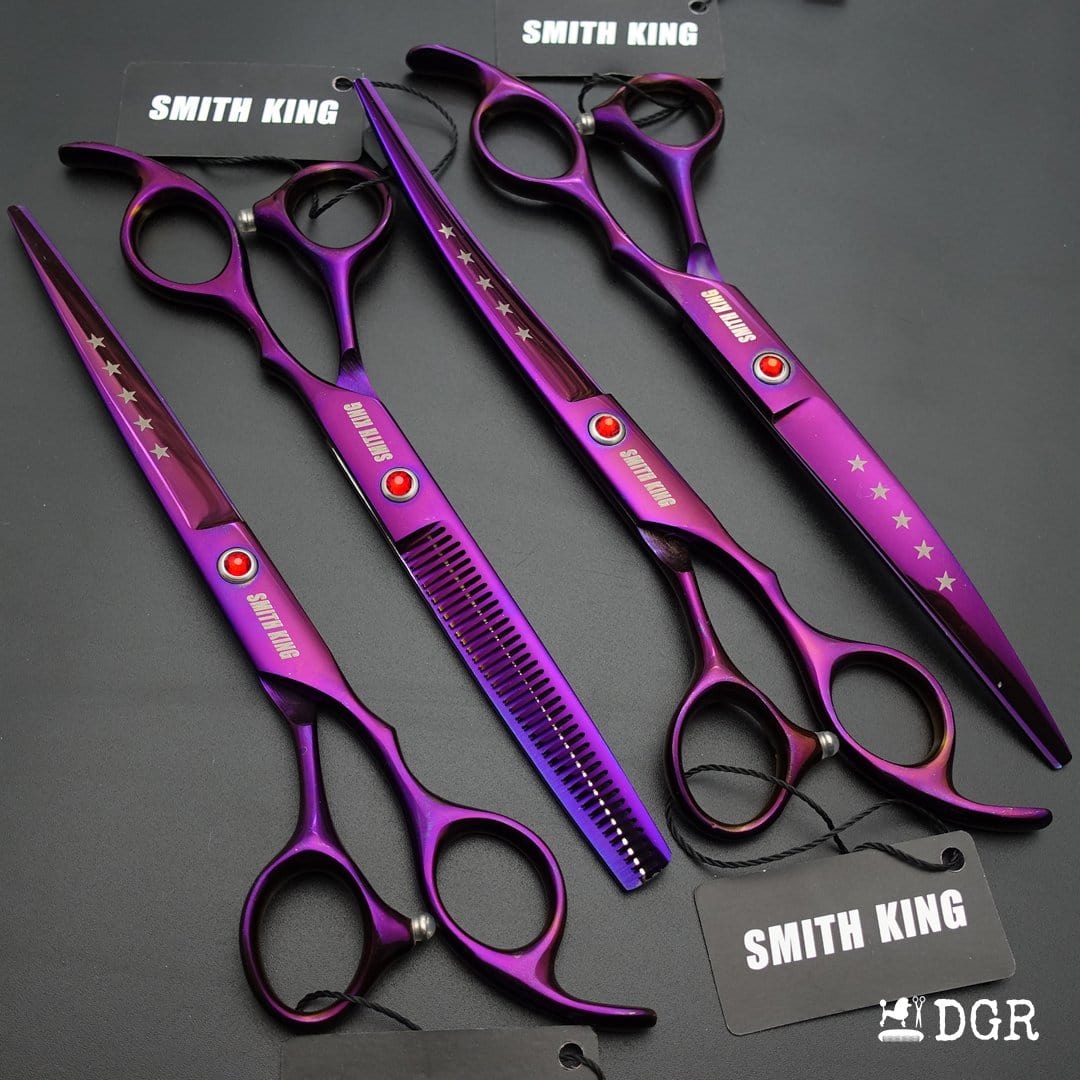 7" Professional Pet Grooming Shears Set -4 Pcs - Violet-USA warehouse available