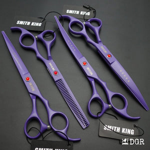7" Professional Pet Grooming Shears Set (4 pcs - Purple)