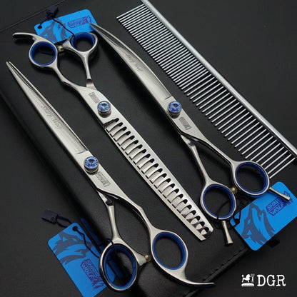 8" Professional Pet Grooming Shears 3Pcs Set -Silver