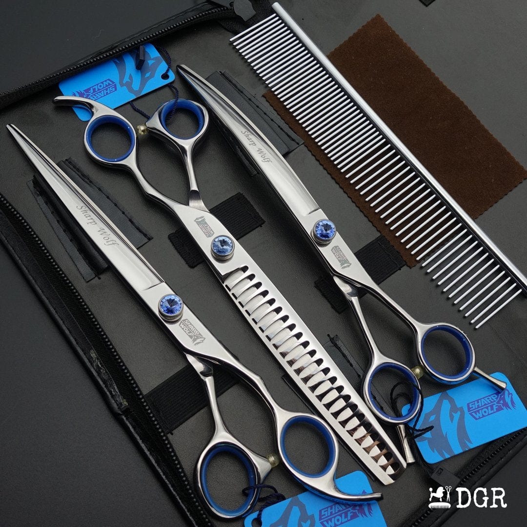 8" Professional Pet Grooming Shears 3Pcs Set -Silver