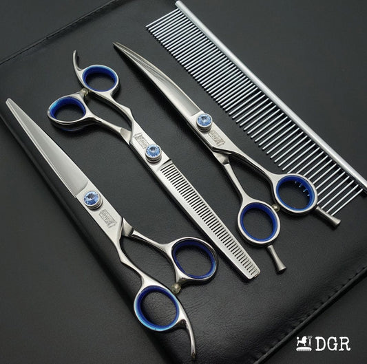 7" left-handed Pro. Pet Grooming Shears 3Pcs Set -Silver