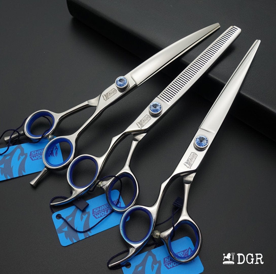 7" left-handed Pro. Pet Grooming Shears 3Pcs Set -Silver