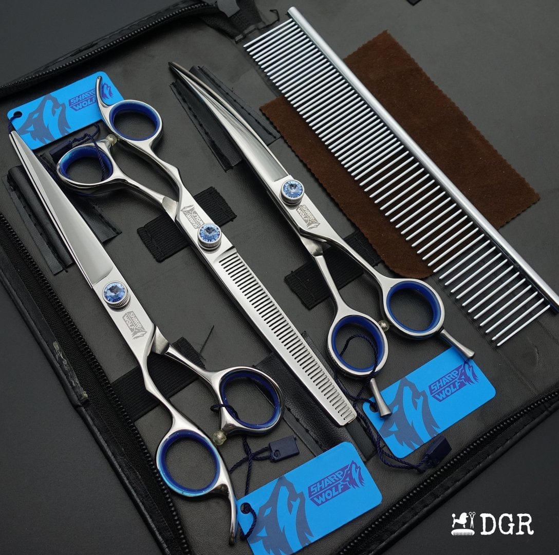 7" left-handed Pro. Pet Grooming Shears 3Pcs Set -Silver