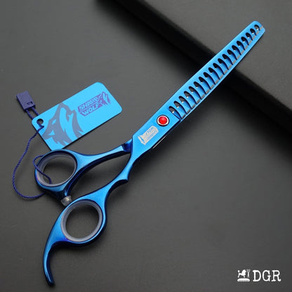 7" Professional Pet Grooming Thinning Scissors (Blue)