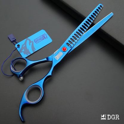 7" Professional Pet Grooming Thinning Scissors (Blue)