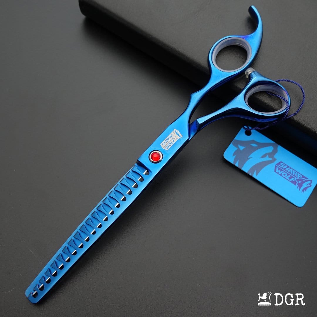 7" Professional Pet Grooming Thinning Scissors (Blue)