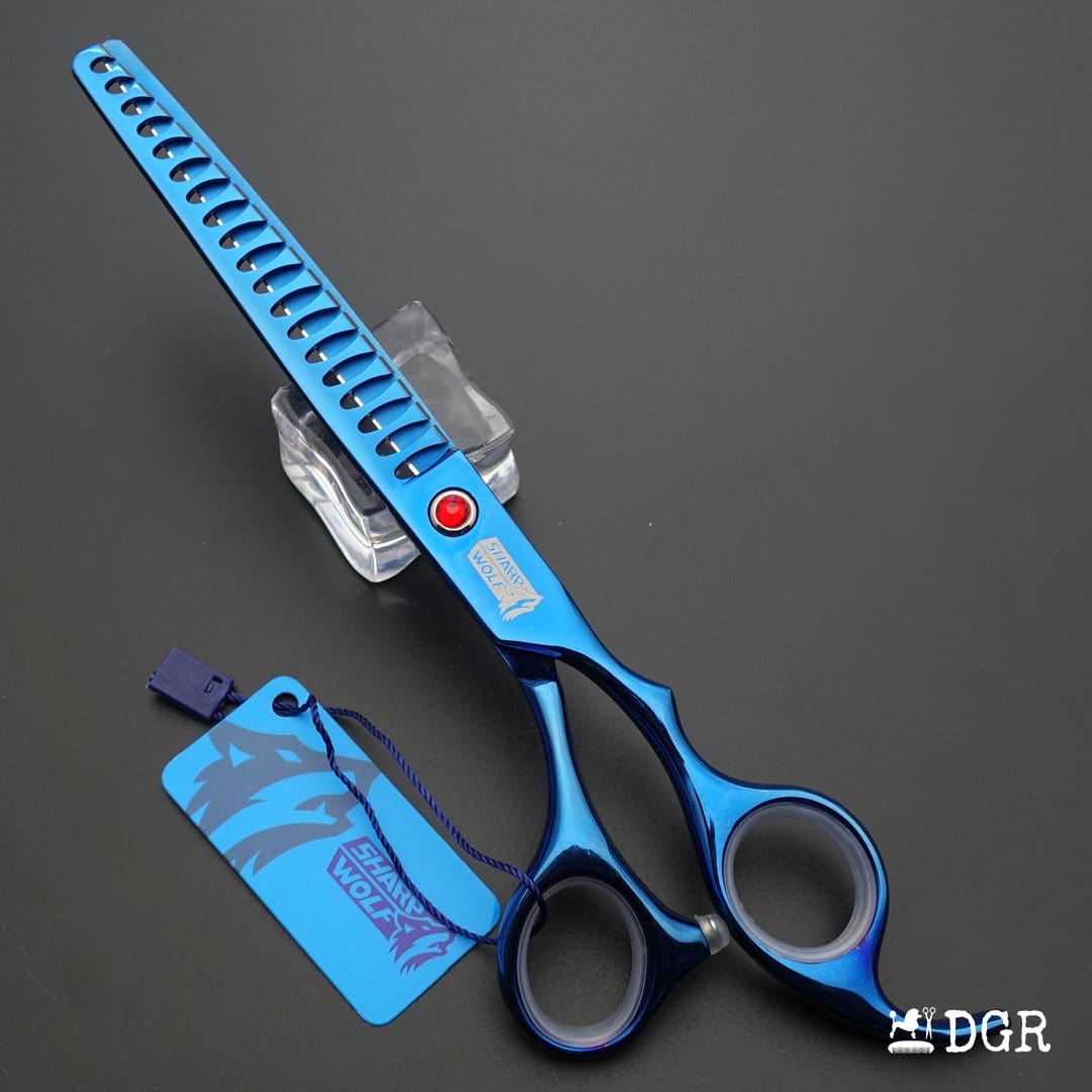 7" Professional Pet Grooming Thinning Scissors (Blue)