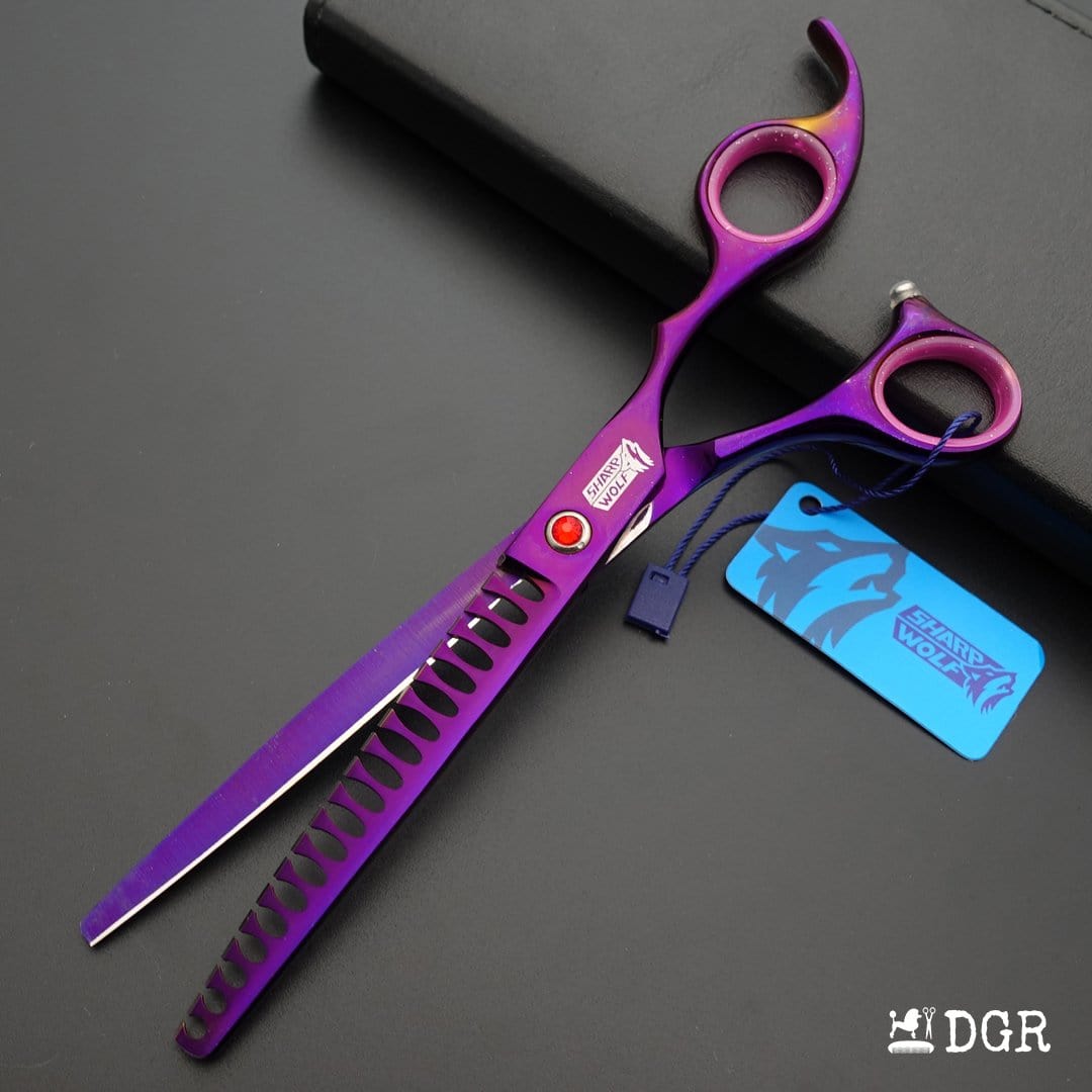 7" Professional Pet Grooming Thinning Scissors (Violet)