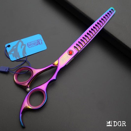 7" Professional Pet Grooming Thinning Scissors (Rainbow)