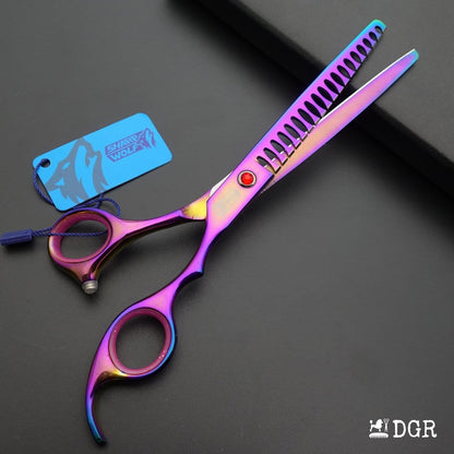 7" Professional Pet Grooming Thinning Scissors (Rainbow)