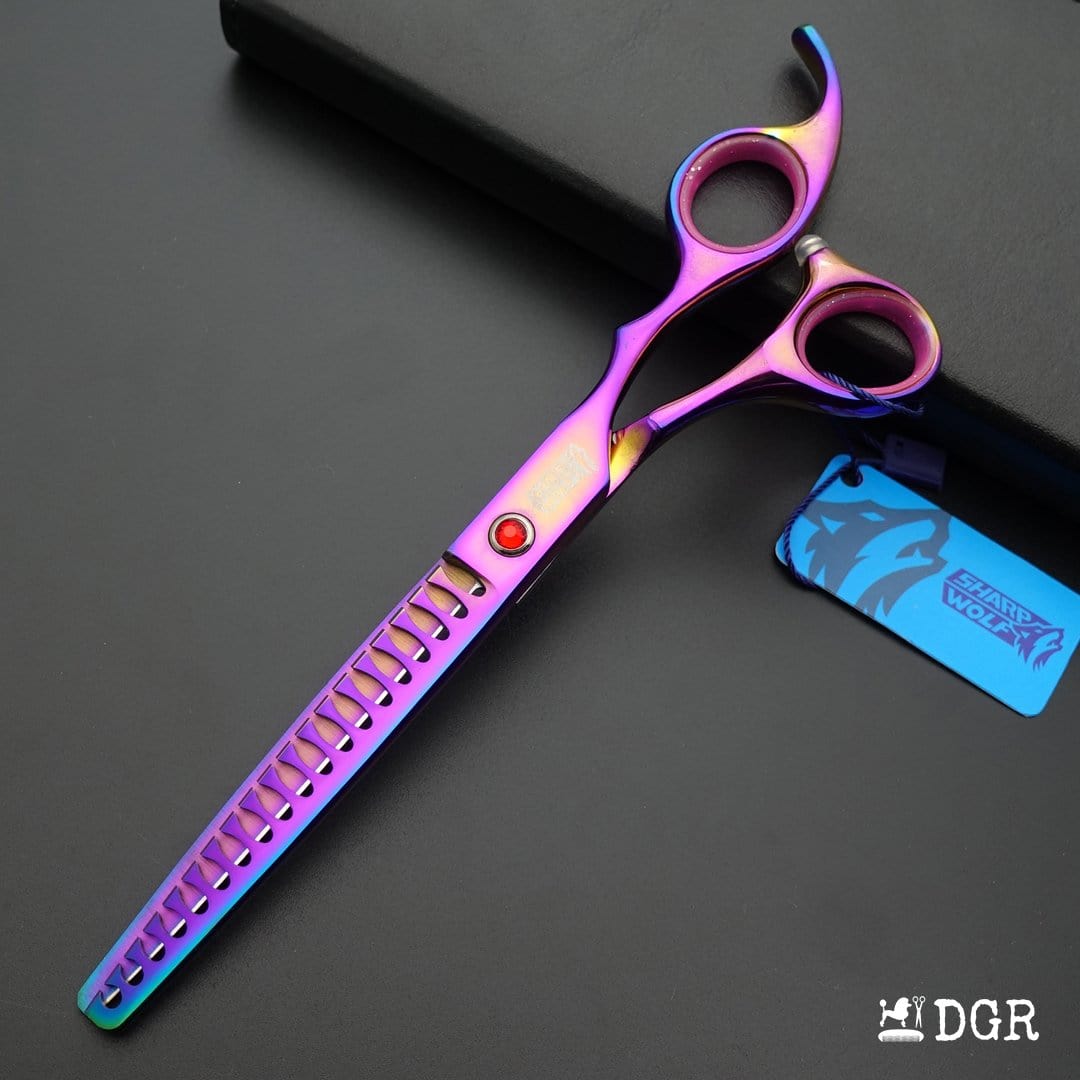 7" Professional Pet Grooming Thinning Scissors (Rainbow)
