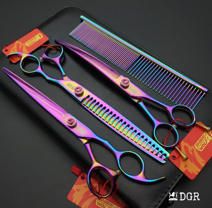 8" Professional Pet Grooming Shears Set -Rainbow