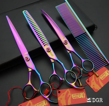 8" Professional Pet Grooming Shears Set -Rainbow