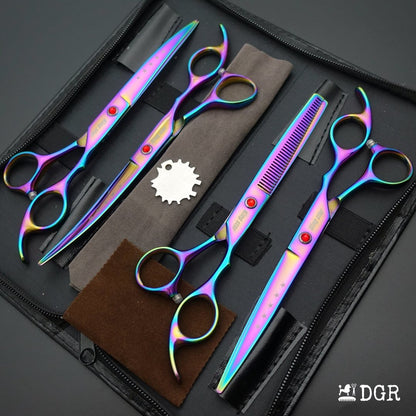 7" Professional Pet Grooming Shears Set - Rainbow-USA warehouse available