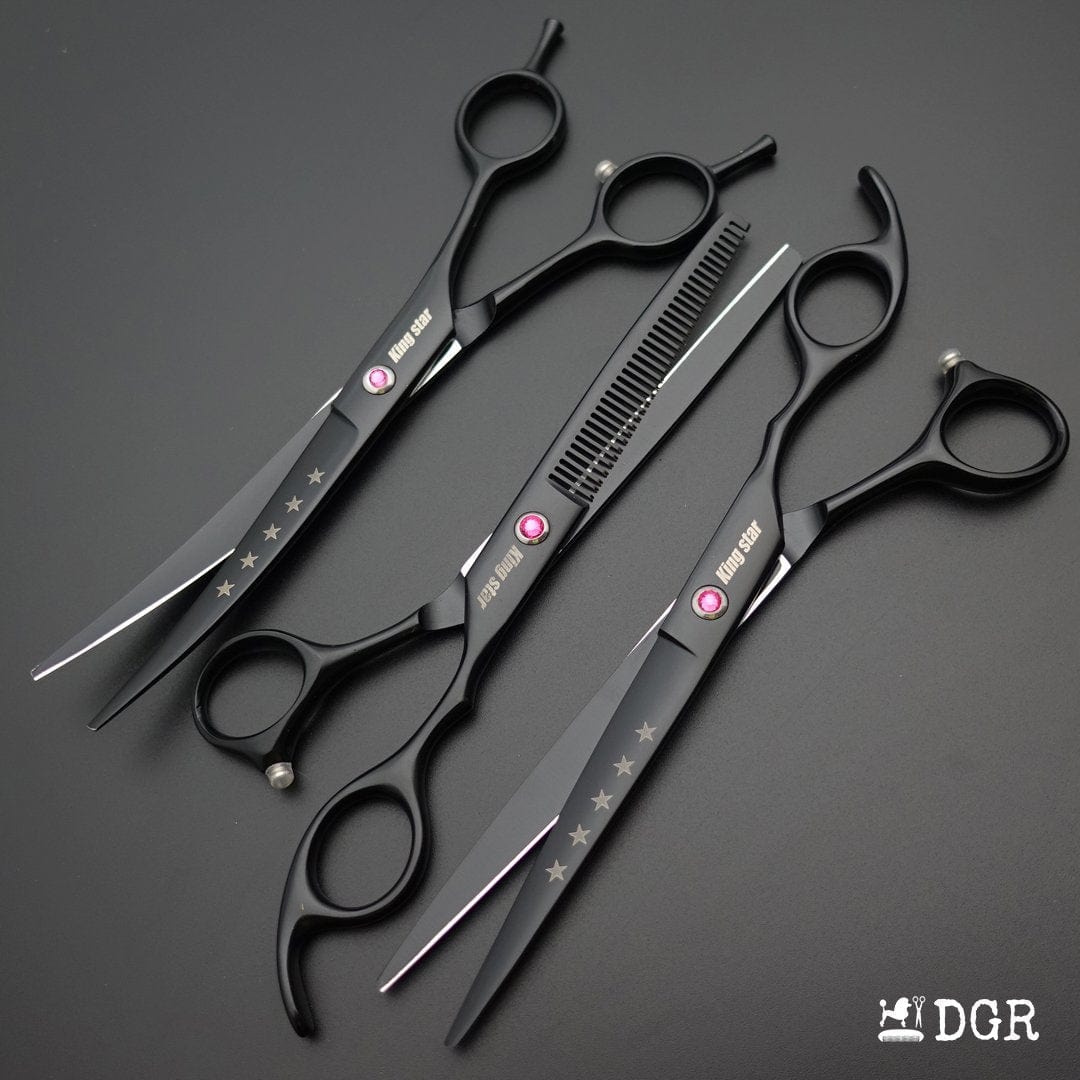 7“  Pro. PET GROOMING Shears 3Pcs set-Black