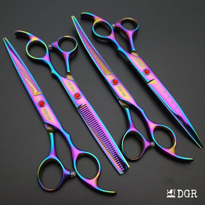 7" Professional Pet Grooming Shears Set - Rainbow-USA warehouse available