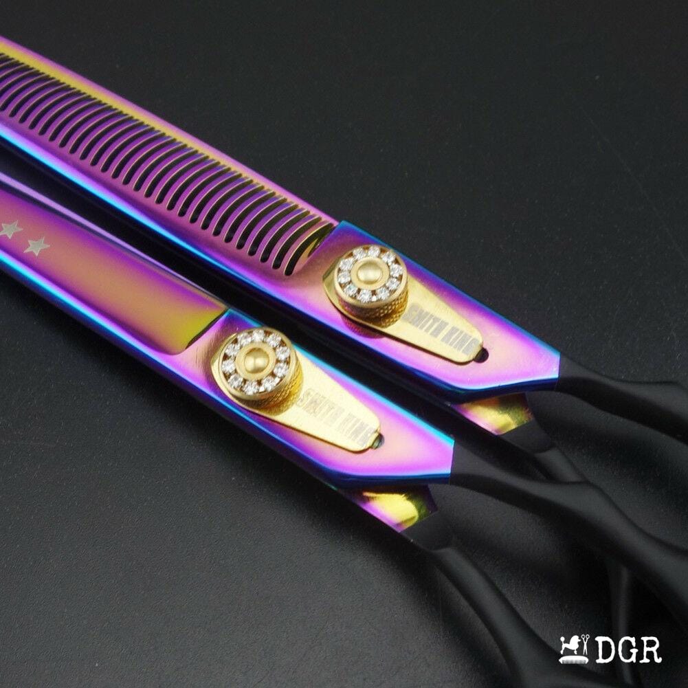 8" Professional Pet Grooming Straight &Thinning Scissors 2Pcs - Rainbow