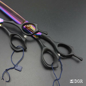 8" Professional Pet Grooming Straight &Thinning Scissors 2Pcs - Rainbow